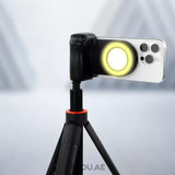 A portable Bluetooth shooting assistant with magnetic snap and built-in fill light—made for perfect selfies, videos, and live streaming