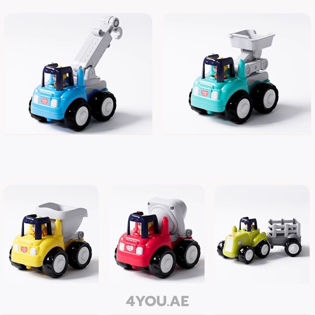 Mini Construction & Farm Truck Set – 6 Inertial Vehicles with Moving Parts, Educational Toy for Kids 2+