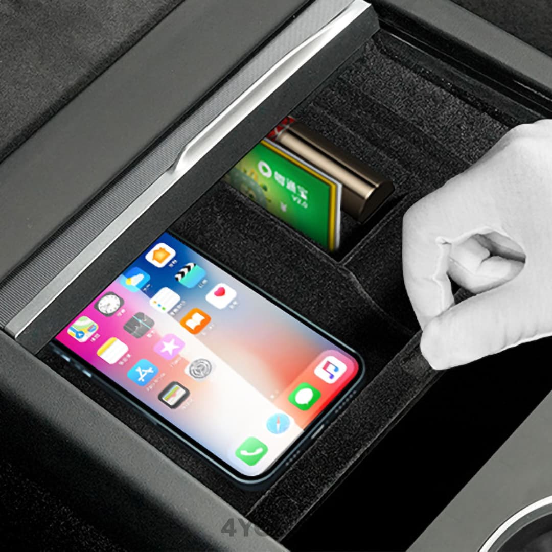 [NEXORA] Double-Layer Front Console Storage Box for 2025 Tesla Model Y – Car Organizer Tray