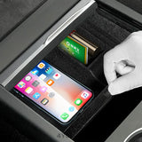 [NEXORA] Double-Layer Front Console Storage Box for 2025 Tesla Model Y – Car Organizer Tray