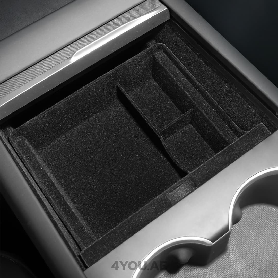 [NEXORA] Double-Layer Front Console Storage Box for 2025 Tesla Model Y – Car Organizer Tray
