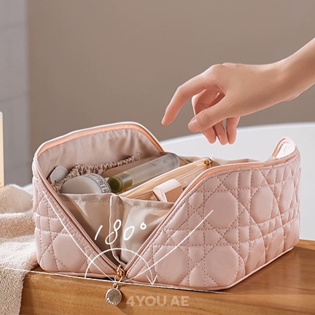 Luxury Padded Makeup Bag – Large Capacity, Smart Compartments, Waterproof & Easy to Clean