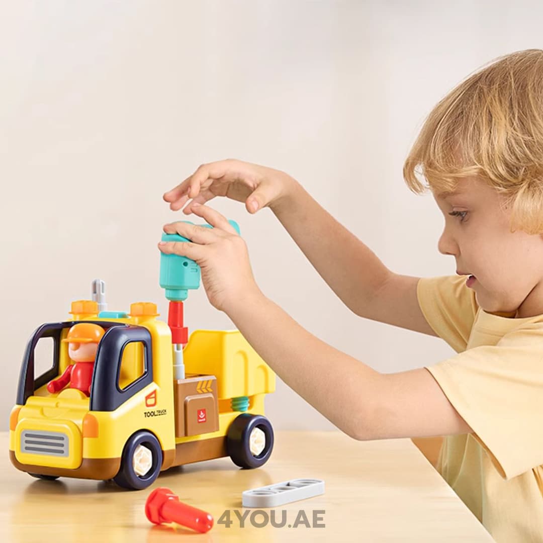 Kids Educational Tool Truck – Build & Disassemble Toy with Engineering Tools, Lights & Sounds