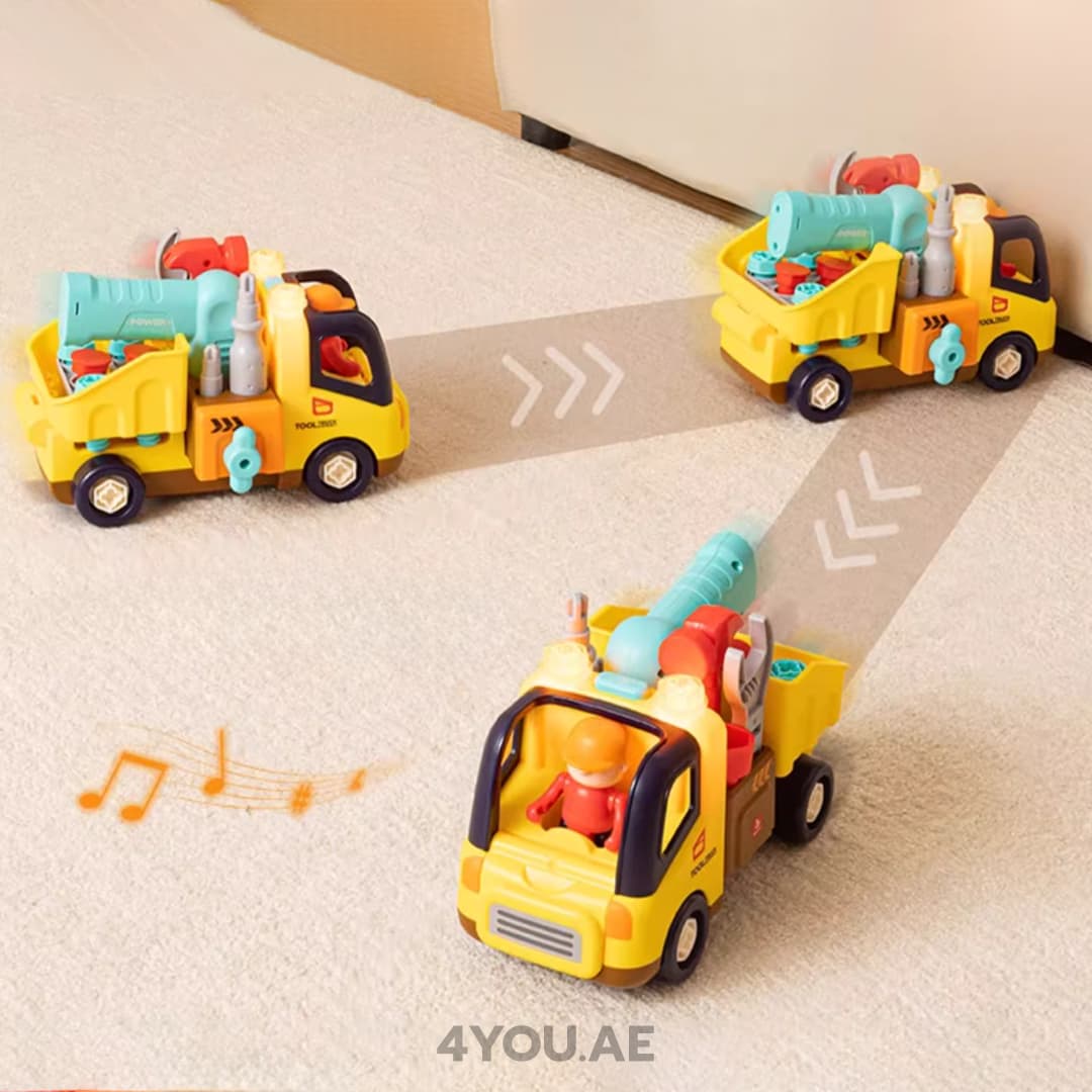 Kids Educational Tool Truck – Build & Disassemble Toy with Engineering Tools, Lights & Sounds