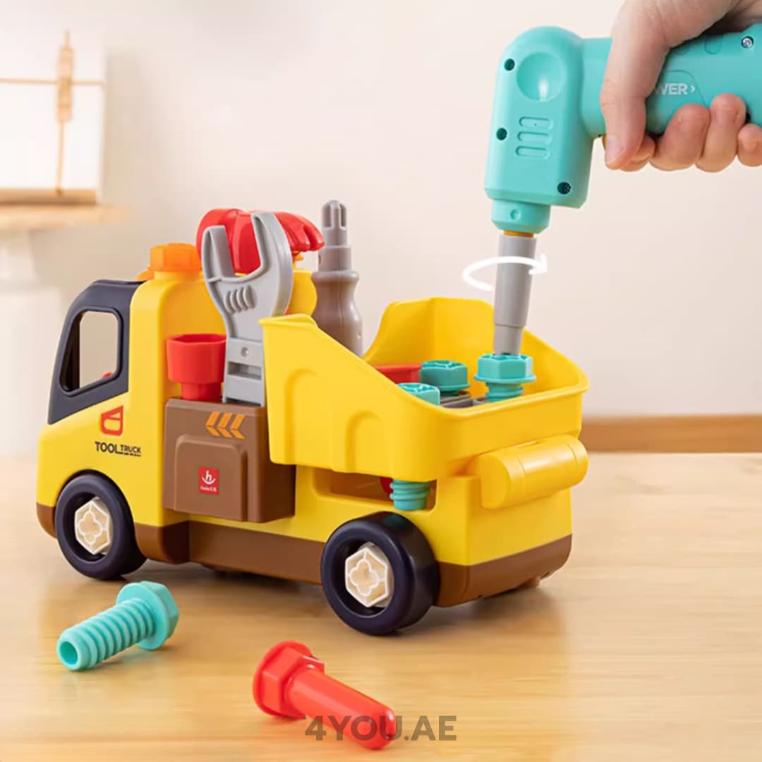 Kids Educational Tool Truck – Build & Disassemble Toy with Engineering Tools, Lights & Sounds