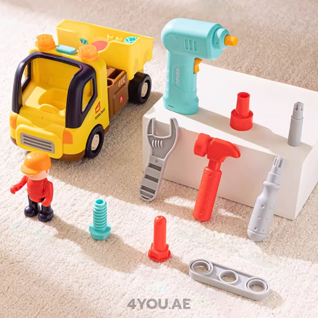 Kids Educational Tool Truck – Build & Disassemble Toy with Engineering Tools, Lights & Sounds