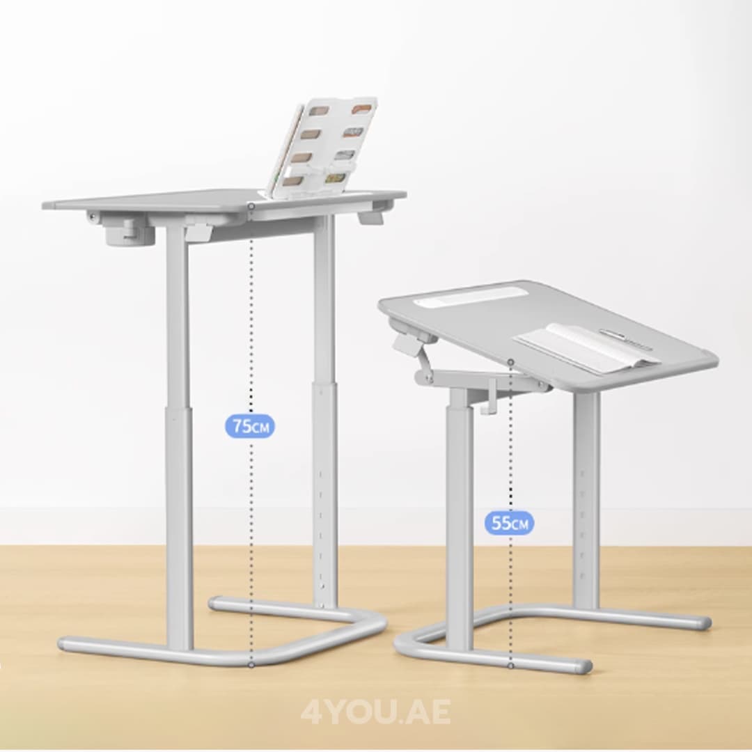 Mobile Study & Work Desk – Adjustable Height, Large 65cm Surface, Multi-Function Design with LED Light & Book Holder