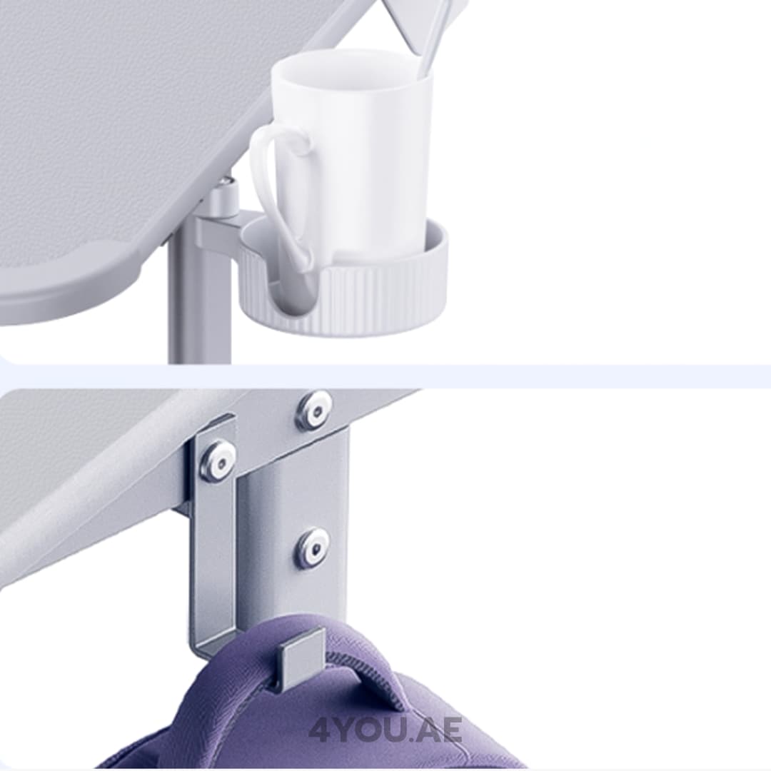 Mobile Study & Work Desk – Adjustable Height, Large 65cm Surface, Multi-Function Design with LED Light & Book Holder
