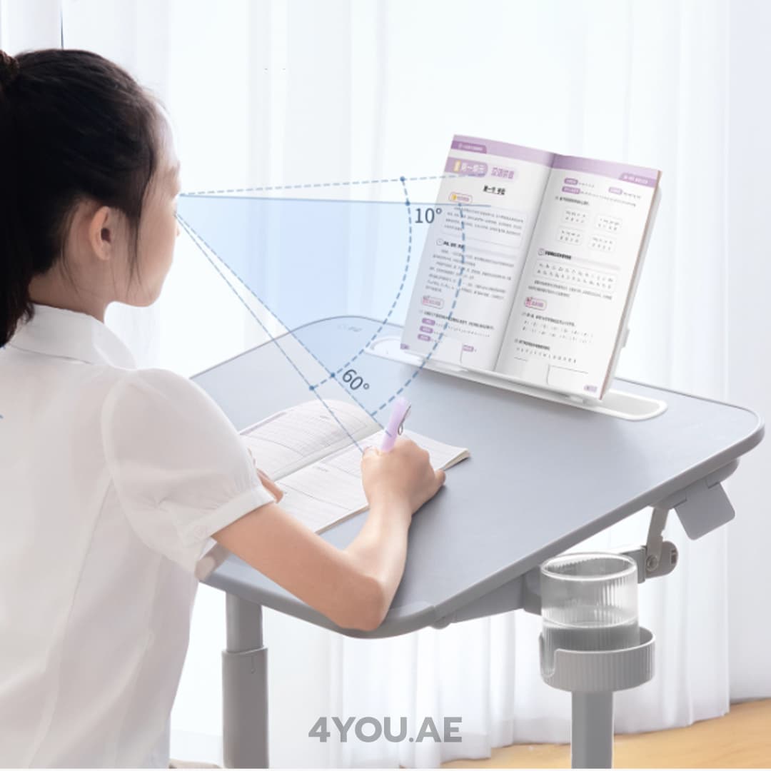 Mobile Study & Work Desk – Adjustable Height, Large 65cm Surface, Multi-Function Design with LED Light & Book Holder