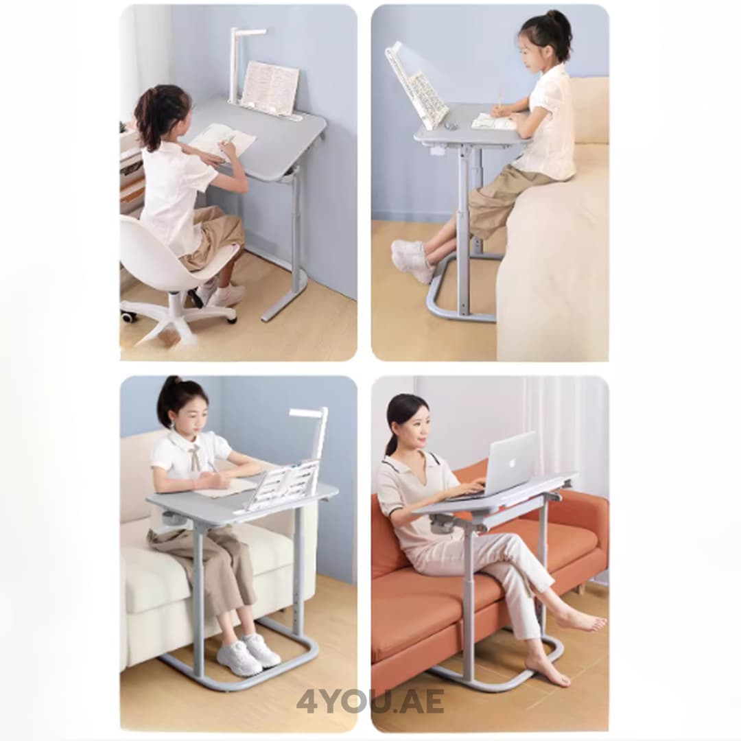 Mobile Study & Work Desk – Adjustable Height, Large 65cm Surface, Multi-Function Design with LED Light & Book Holder